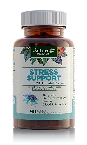 Stress Support with Herbal Extracts - 90 Count | Natural Support for Stress Relief and Relaxation | with Vitamins C, B Complex, PABA, Choline, and Herbals | Natural Anxiety Relief Supplement