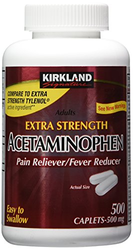 Kirkland Signature Extra Strength Acetaminophen 500MG Caplets, 500-Count Bottle