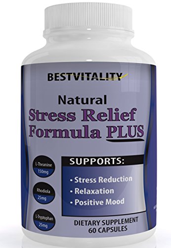 Bestvitality Premim Natural Homeopathic Stress, Panic and Anti Anxiety Relief Supplement (L-theanine - 150mg) Supports Mental Clarity 60 Vegetarian Capsules - Made in USA