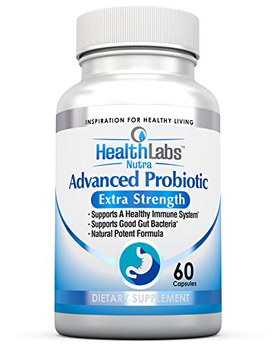 Advanced Probiotic Extra Strength Supplement for a Healthy Immune System, Restores Good Bacteria, Relieves Leaky Gut, Nausea, Indigestion, Irritable Bowel Syndrome - Supports Your Immune System, for Women, Men and Kids, 60 Caps - 100% Potent Formula