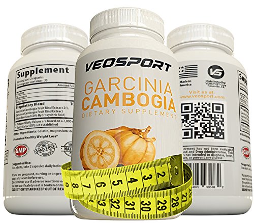 VEOSPORT Garcinia Cambogia Extract - Proven Appetite Suppressant with HCA. Promotes Healthy Weight Loss. 60 Capsules, Made in the USA, used By Real Athletes. Quality Weight Loss Supplement.