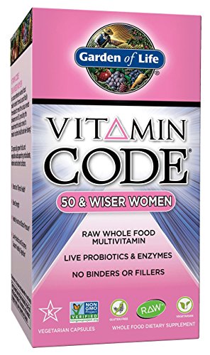 Garden of Life Multivitamin for Women - Vitamin Code 50 & Wiser Women's Raw Whole Food Vitamin Supplement with Probiotics, Vegetarian, 240 Capsules