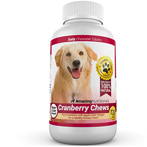 Amazing Cranberry for Dogs Pet Antioxidant, Urinary Tract Support Prevents and Eliminates UTI in Dogs, 120 Chews