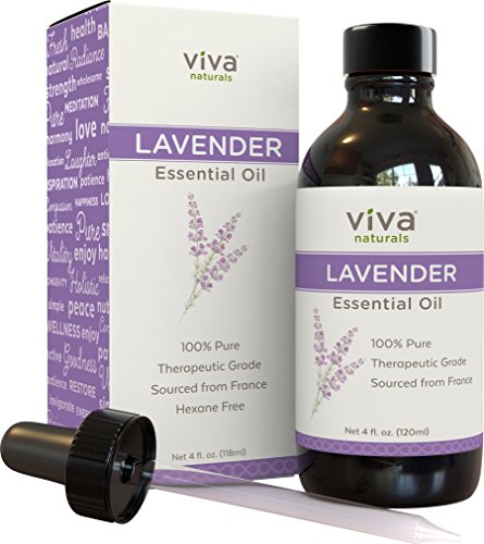 Viva Naturals French Lavender Essential Oil, 4 fl oz - 100% Pure & Therapeutic Grade for Relaxation, Sleep & Happy Mood