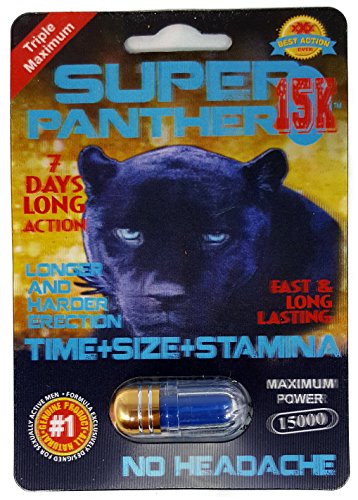Triple Maximum SUPER PANTHER 15K - Fast & Long Lasting - BEST Male Sex Performance Enhancement Pill - (5 Pills) (Super 15K)