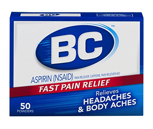 BC Aspirin Fast Pain Relief Powder - Quickly Relieves Pain Due to Headaches, Body Aches, and Fever - Contains Caffeine - 50 Powders