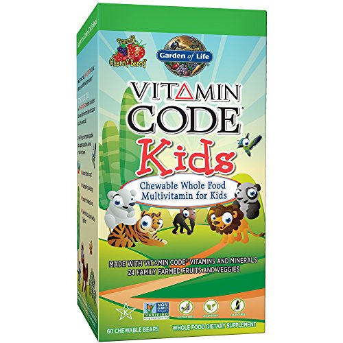 Garden of Life Vegetarian Multivitamin Supplement for Kids - Vitamin Code Kids Chewable Raw Whole Food Vitamin with Probiotics, 60 Chewable Bears