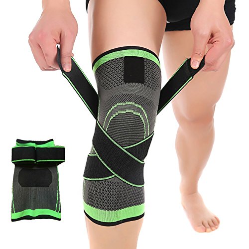 HipStone Knee Sleeve Green XL  3D Weaving Knee Brace Breathable Support for Running, Jogging, Sports, Joint Pain Relief, Arthritis and Injury Recovery, Single Wrap, X-Large
