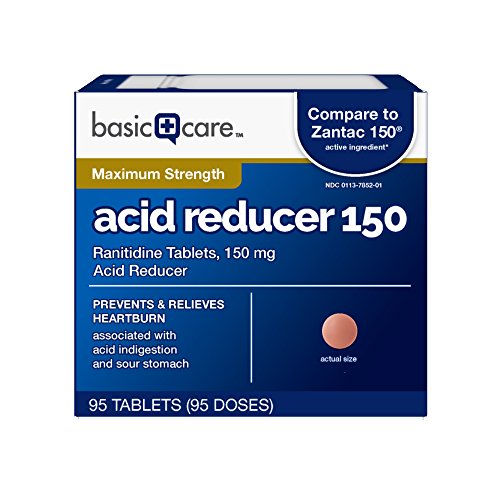 Basic Care Acid Reducer Ranitidine Tablets, 95 Count