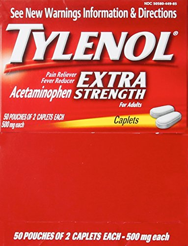 Tylenol(R) Extra-Strength, 2-Caplet Dosage, 100 caplets total,500mg each