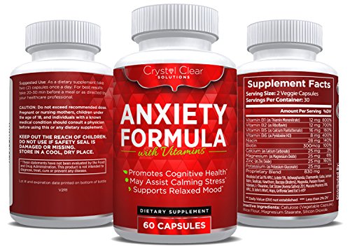 Anxiety Relief and Stress Support Supplement, Best for Serotonin Increase (60) Capsules