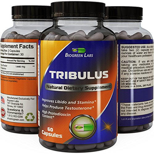 Tribulus Terrestris Extract - Pure Source of Energy (Extremely Potent Formula) - Increases Testosterone & Stamina Levels by 137% - Helps with Body Fat Loss, Muscle & Sleep Benefits - USA Made By Biogreen Labs