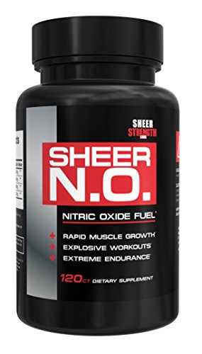 SHEER N.O. Nitric Oxide Booster - Premium Nitric Oxide Supplement for Building Muscle and Strength while Boosting Blood Flow, Stamina, and Endurance, 120 Nitric Oxide Pills, 30 Day Supply