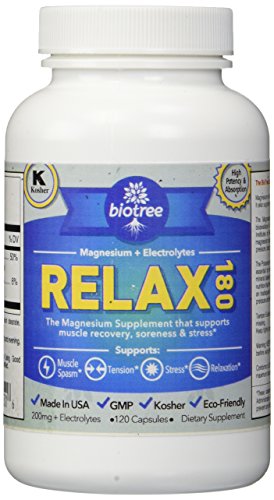 BioTree Labs Relax 180 - Magnesium and Potassium Supplement with Electrolytes that Relieves Muscle Pain, Spasms, and Tension and Provides Stress Relief