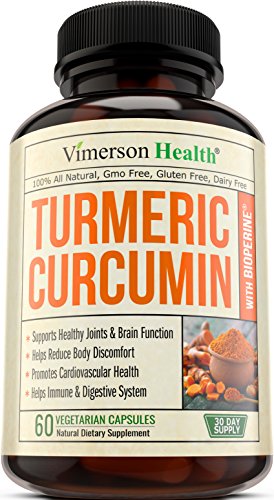 Turmeric Curcumin with Bioperine Joint Pain Relief - Anti-Inflammatory, Antioxidant & Anti-Aging Supplement with 10mg of Black Pepper for Better Absorption. Best 100% All Natural Non-Gmo Made in USA