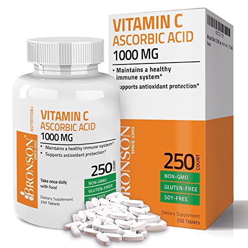 Bronson Vitamin C 1000 mg Premium Non-GMO Ascorbic Acid, 250 Tablets