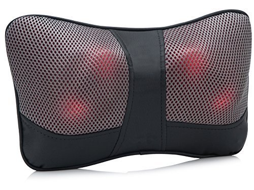 Gideon™ Shiatsu Deep Kneading Massage Pillow with Heat / Massage, Relax, Sooth and Relieve Neck, Shoulder and Back Pain (Black)