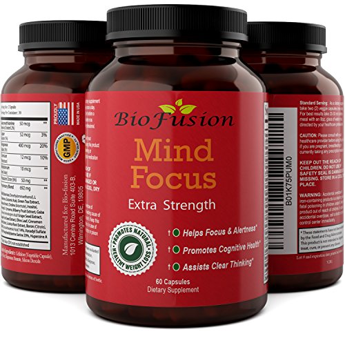 Improve Memory + Enhance Mind Power -Best Natural Brain Boosting Supplement -Top Concentration Enhancing Vitamin Pills for Better Mental Clarity – Boost Cognitive Function + Focus – Biofusion