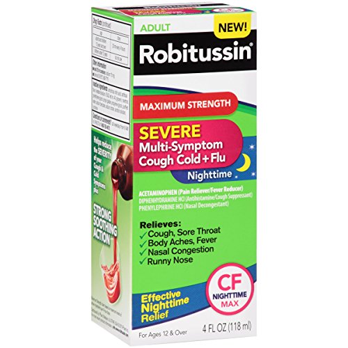 Robitussin Severe CF Maximum Strength Cough, Cold, & Flu Nighttime Medicine (4 fl. oz. Bottle)
