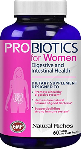 Probiotics for Women supplement from Natural Riches, 60 Tablets - Immune System Booster, Colon Health & Digestive Support, Replenishes Flora after Antibiotic Use