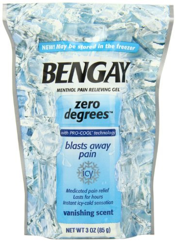 Bengay Zero Degrees, Menthol Pain Relieving Gel, Vanishing Scent, 3 Ounce - Buy Packs and SAVE (Pack of 4)