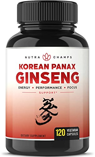 NutraChamps Korean Red Panax Ginseng 1000mg - 120 Vegan Capsules Extra Strength Root Extract Powder Supplement w/ High Ginsenosides for Energy, Mental & Sex Health Pills for Men & Women