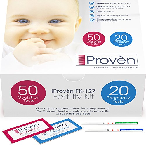 Ovulation Test Strips and Pregnancy Test Kit - 50 LH and 20 HCG - OPK Ovulation Predictor Kit iProven FK-127