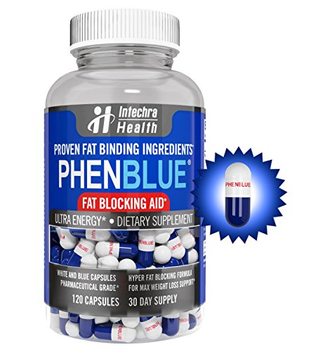 PHENBLUE Fat Blocking Aid Diet Pills, Blue & White (120 Capsules)