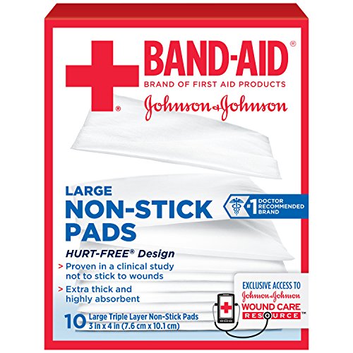 Band-Aid Brand Adhesive Bandages, Large Non-Stick Pads for Minor Cuts, 10 3-Inch x 4-Inch Pads (Pack of 3)