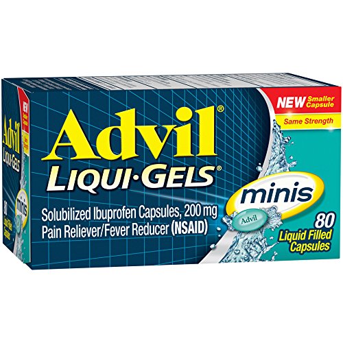 Advil Liqui-Gels Minis Pain Reliever / Fever Reducer Liquid Filled Capsule, 200mg Ibuprofen, Temporary Pain Relief (80 Count)
