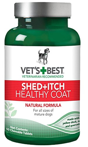 Vet's Best Healthy Coat Shed and Itch Relief Dog Supplements, 50 Chewable Tablets, USA Made