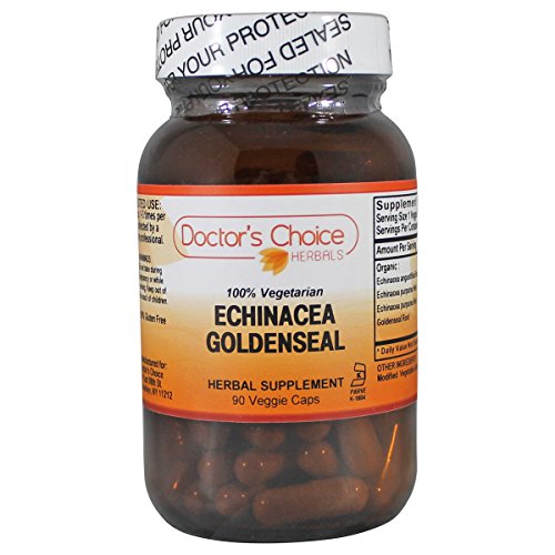 Doctor’s Choice Echinacea Goldenseal Herbal Supplement with Echinacea Angustofolia Root, Echinacea Purpurea Herb and Root, and Goldenseal Root, 90 Veggie Caps, Kosher – PREMIUM QUALITY – Glass Bottle.
