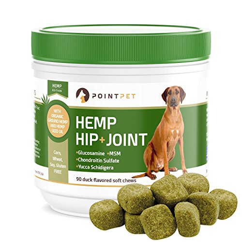 PointPet Advanced Hip and Joint Supplement for Dogs with Organic Hemp Seeds and Oil, Best Glucosamine Chondroitin, MSM, Omega 3-6, Improves Mobility, Reduces Pain and Inflammation, 90 Soft Chews