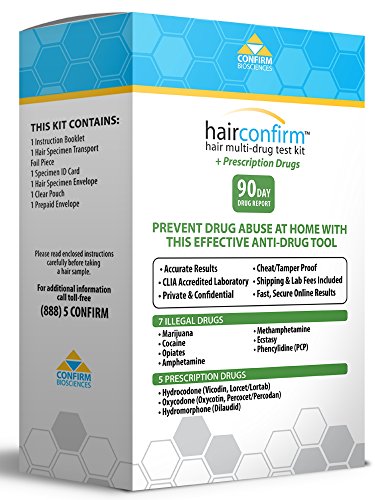 HairConfirm Hair Multi Drug Test Kit, 90 Day History (Prescriptions)