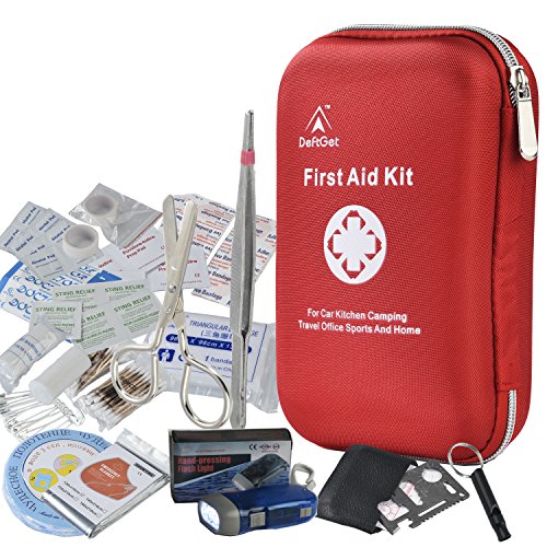 First Aid Kit - 163 Piece Waterproof Portable Essential Injuries & Red Cross Medical Emergency equipment kits : For Car Kitchen Camping Travel Office Sports And Home
