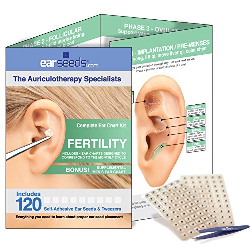 Fertility Ear Seed Kit- 120 Ear Seeds, Stainless Steel Tweezer