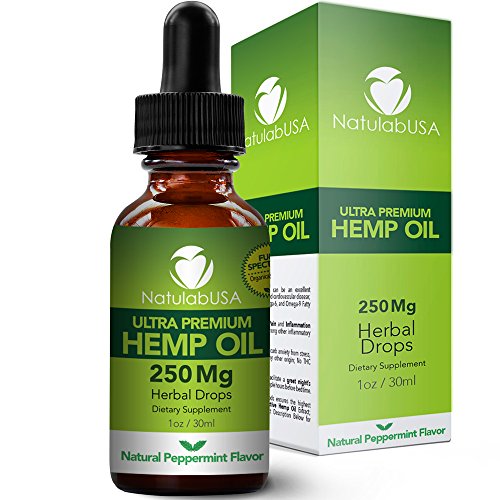 Hemp Oil by NatulabUSA - Fast Results - Relieve Chronic Pain - Ultra Premium Hemp Extract - Pure Hemp Seed Oil - Better Sleep - Healthier Skin - Smoother Hair - 250mg - 1oz- Natural Peppermint Flavor