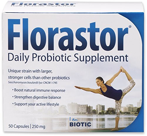 Florastor Daily Probiotic Supplement for Men and Women – Saccharomyces Boulardii lyo CNCM I-745 (250 mg; 50 Capsules)