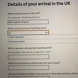 Those filling out the Home Office's website where able to claim they were from places such as Czechoslovakia and the USSR - both of which have not existed for almost three decades.