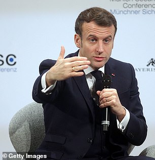 The British PM announced he will meet with French president Emmanuel Macron (pictured) tomorrow about travel to France