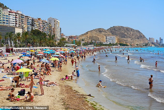 Spain, which is the most popular foreign destination for Britons as it contains sunny hotspots such as Alicante (pictured), revealed it could impose a mandatory 14-day quarantine period for all UK visitors