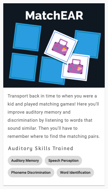 MatchEAR is a game on the Amptify auditory training program.