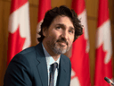 Prime Minister Justin Trudeau during a news conference in Ottawa on Tuesday May 4, 2021.